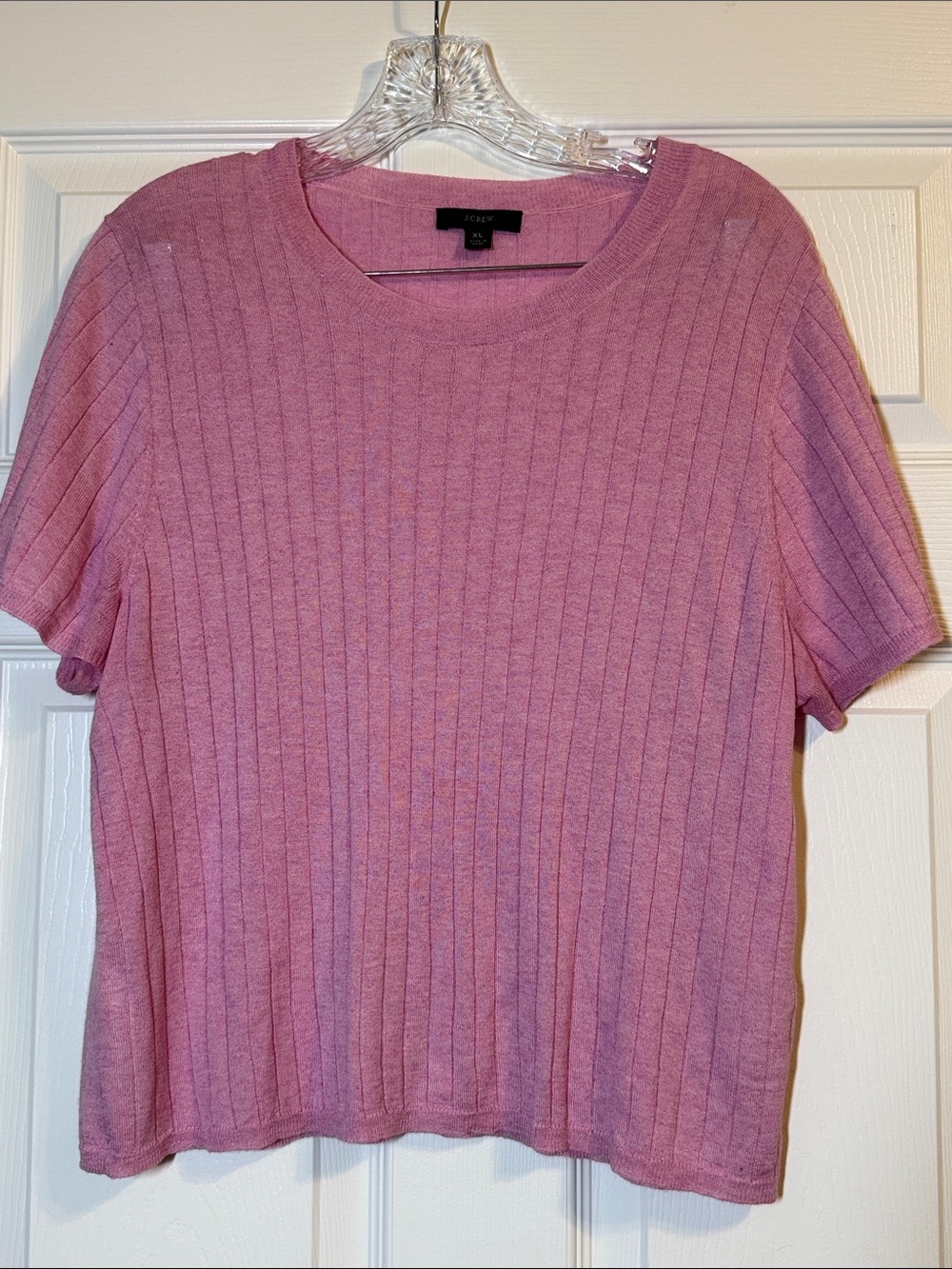 J. Crew Ribbed Short-Sleeve Crewneck Tee in Dusty Pink